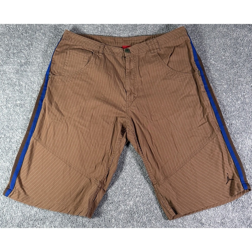 Vintage Jordan Shorts Men 38 Tall Brown Flight Pinstripe Baggy Y2K Jumpman Logo